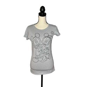 Disney Parks Grey Mickey Mouse Minnie Mouse T-Shirt Women's Size Small S